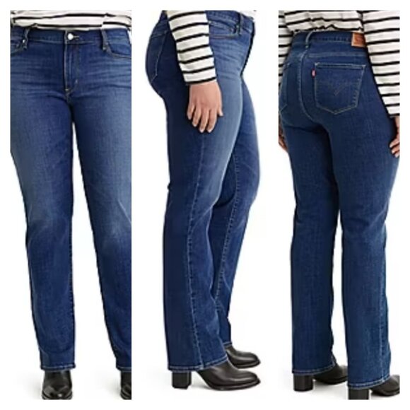 Levis 16P Petite Classic Straight Jeans Dark Wash Stretch Mid Rise Classic - Picture 2 of 4